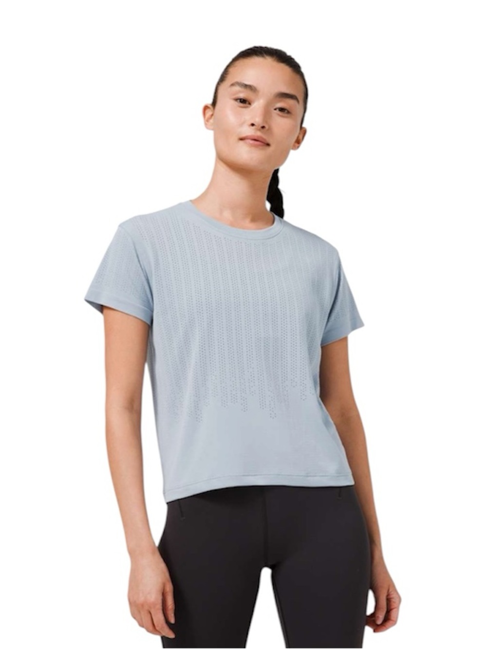 Lululemon Train to Be Short Sleeve *Stripe in Rain Stripe Chambray Blue Size 10